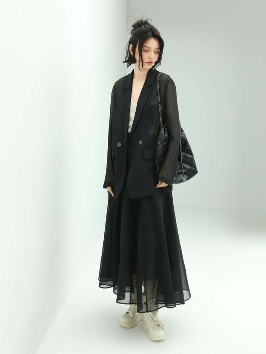 Lightweight Embroidered Sheer Blazer-1