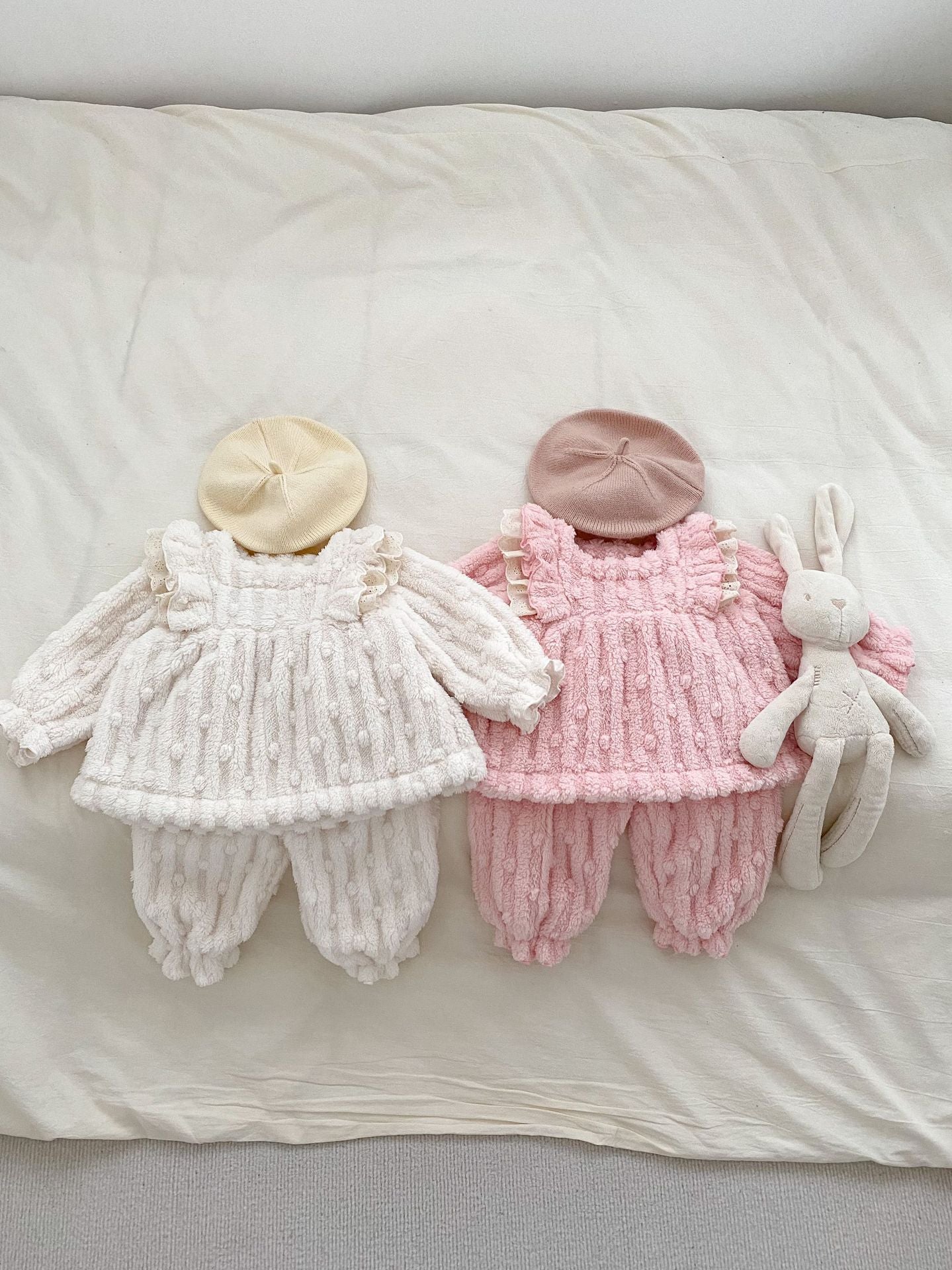 Winter Baby Girls Thick Thermal Long Sleeve Dress Design Sweater And Pants Two Pieces Sets