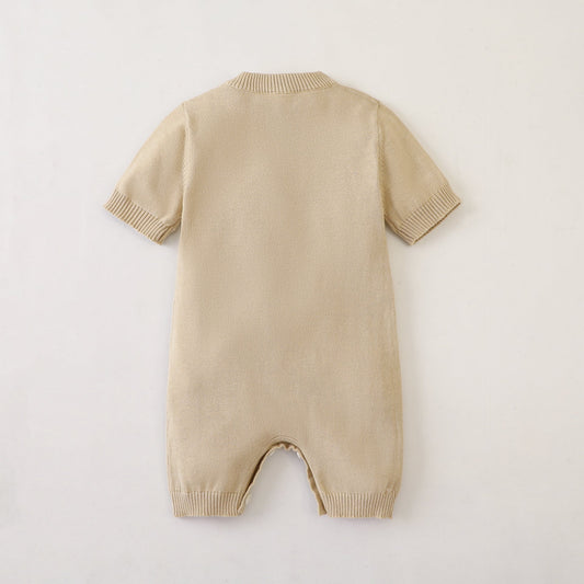 Baby Unisex 100% Cotton Knitting Romper With Hollow-Out Rabbit Design In Summer Outfit