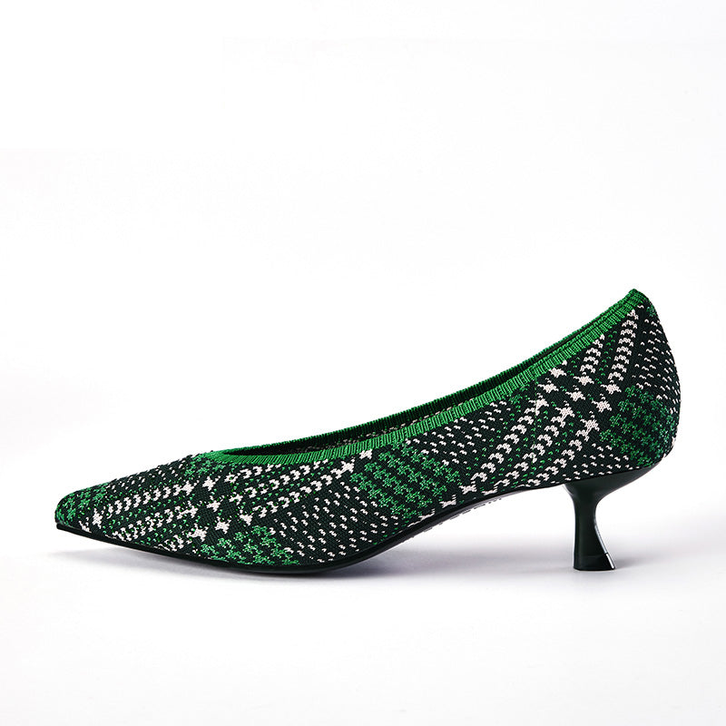 Stylish Pointed Toe Shallow Kitten Heel Work Pumps-5