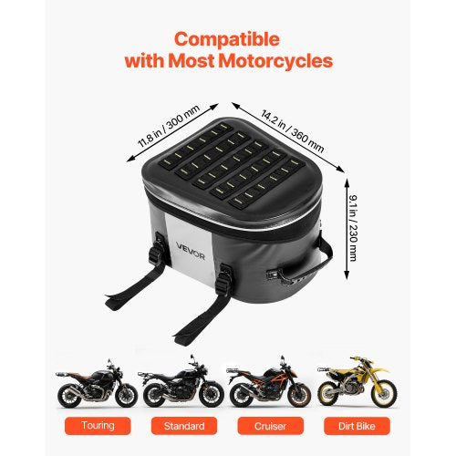 Motorcykel Baksätesväska, 28 L Motorcykel Baksätesväska med Vattentätt Tyg, Utomhussport Motorcykel Bagageförvaring Bagageväska med Fickor och Justerbart Spänne, Universal Passform Bakre Räcken, Svart |  EU