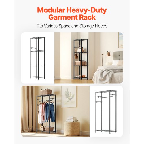 klädställ, kraftig klädställning, fristående klädställningar med stålram, 363 kg lastkapacitet garderob med förvaringshyllor för sovrum, klädaffär, hall |  EU