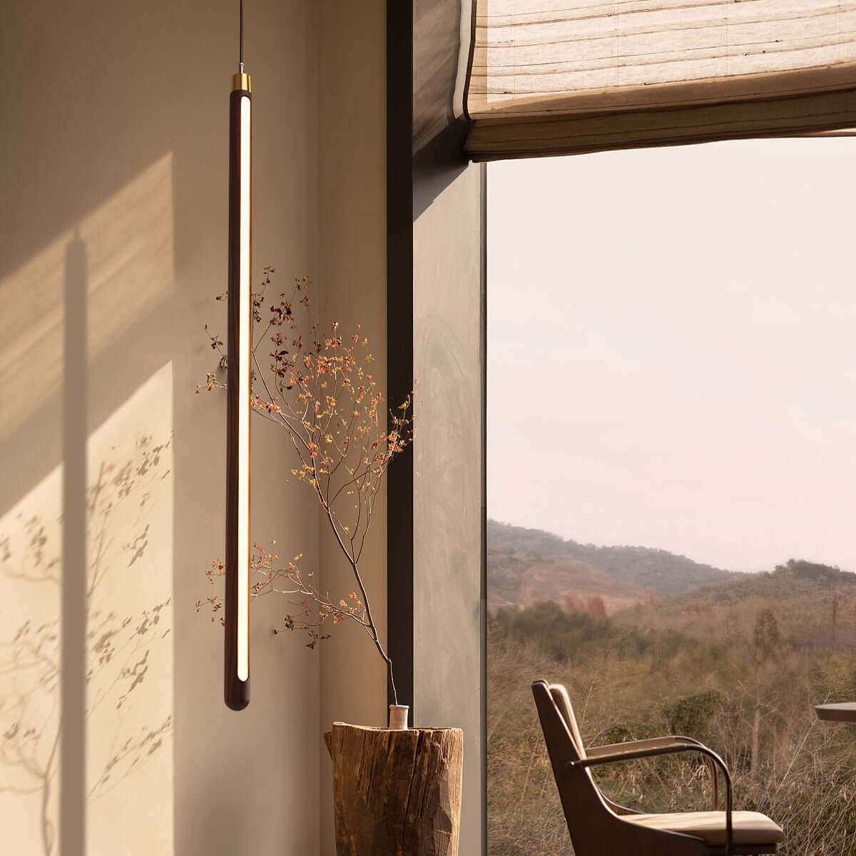 Vertical LED Solid Wood Bedside Sconce Light-5