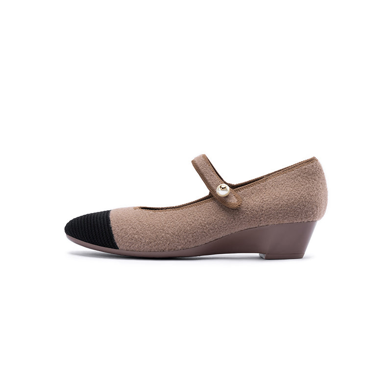 Vintage Tweed Low Heel Strap Mary Jane Shoes-6