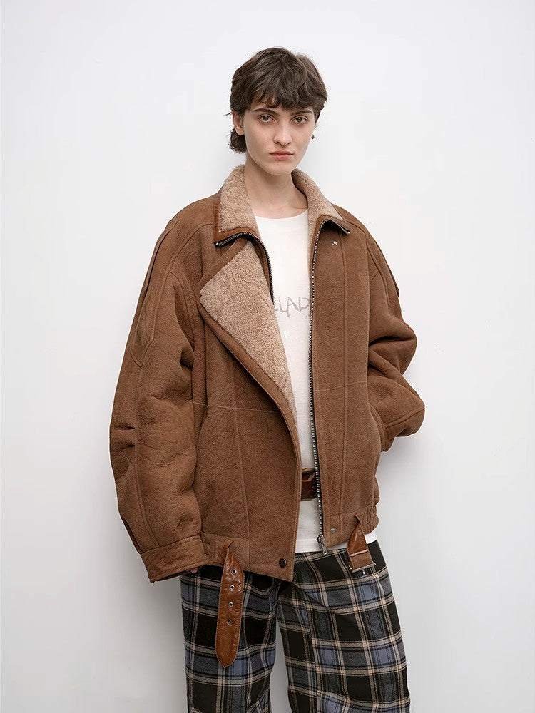 "Jazz Party" motorcycle jacket merino fur short fur coat