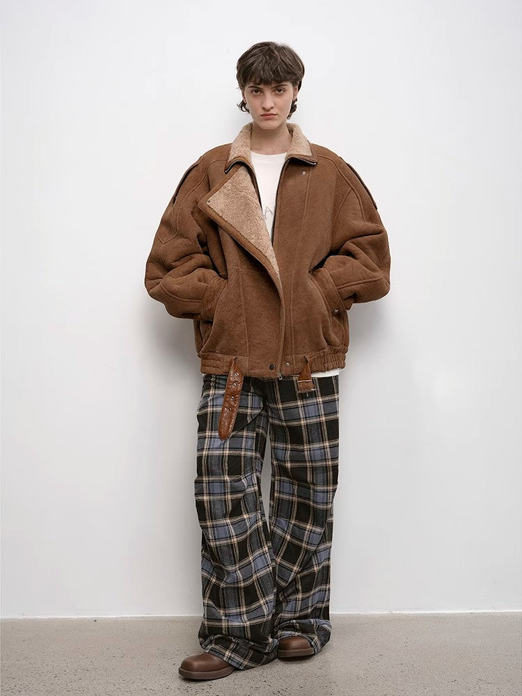 "Jazz Party" motorcycle jacket merino fur short fur coat