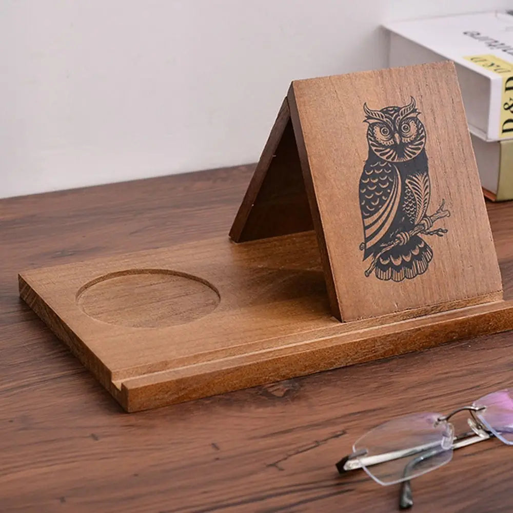 Wooden Book Stand With Cup Holder