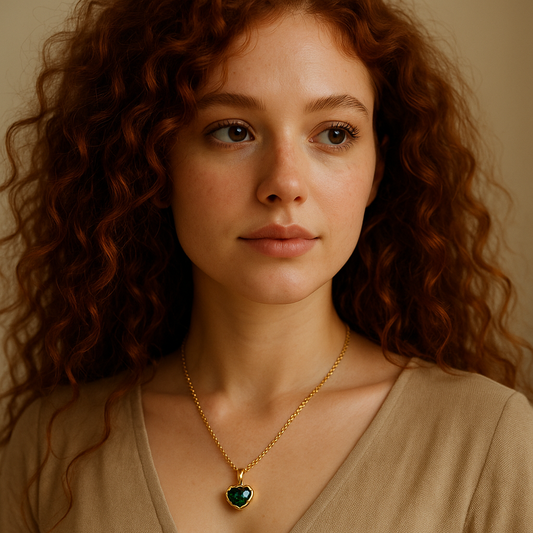 Ariel green heart halsband