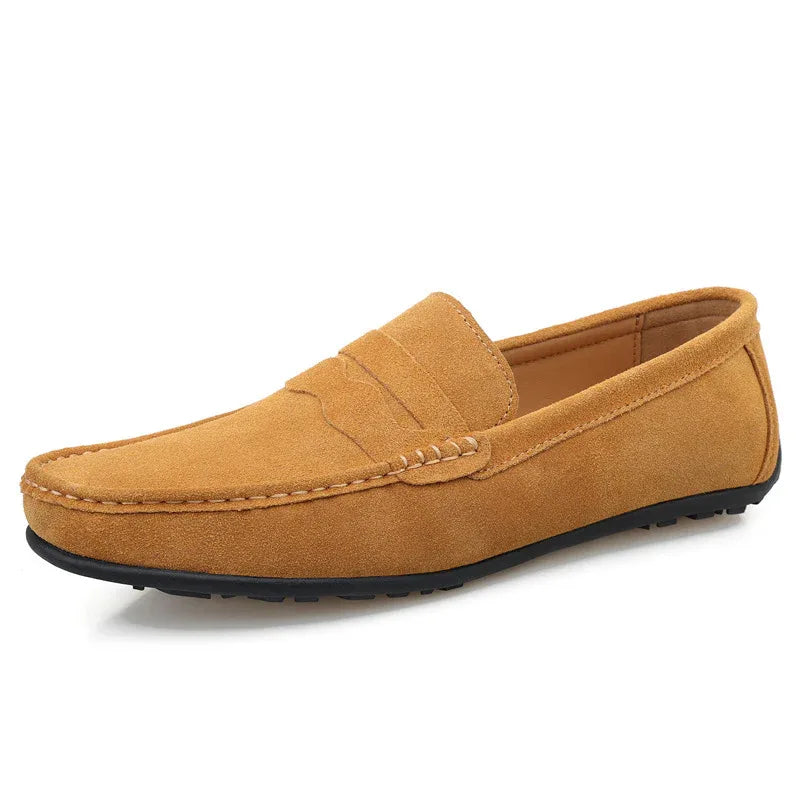 Men's Solid Color Loafers Suede British Flat Casual Shoes