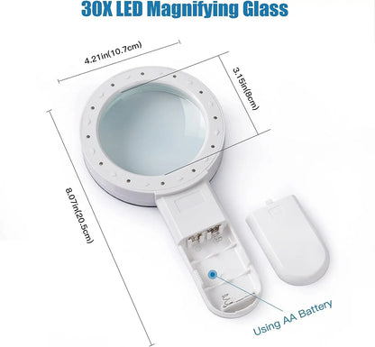 Handheld 30x Magnifying Glass