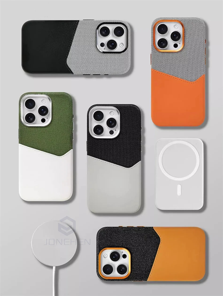 Magnetische Lederhülle mit Kartenhalter für iPhone