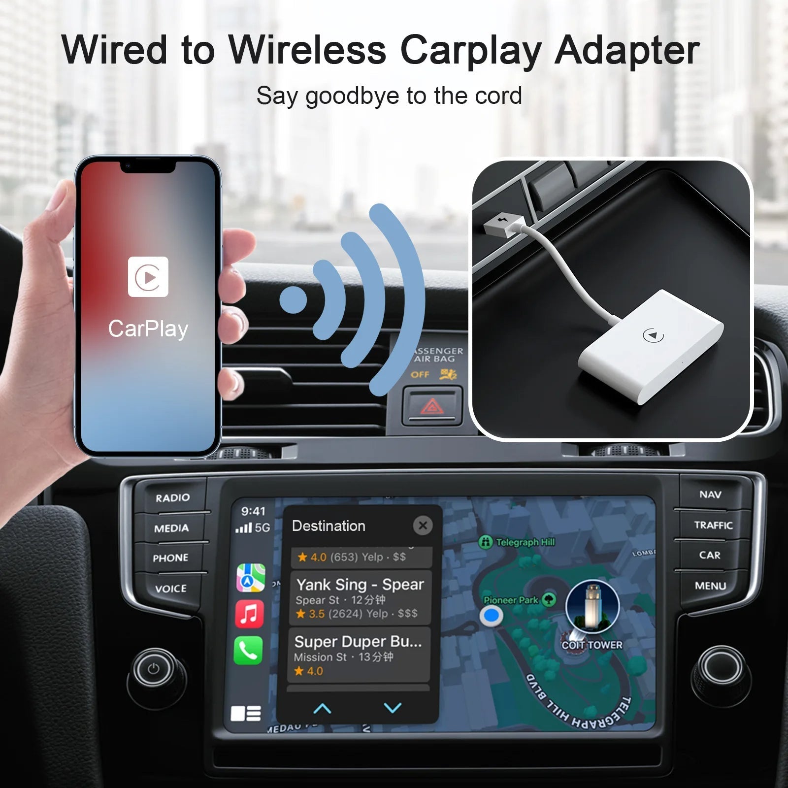 Kabelloser CarPlay-Adapter für Android und Apple
