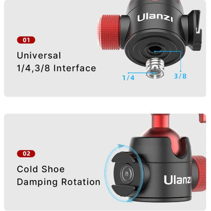 Ulanzi U-70 Kulledsfäste Vlog med tillbehörshållare 360 grader - Aluminium