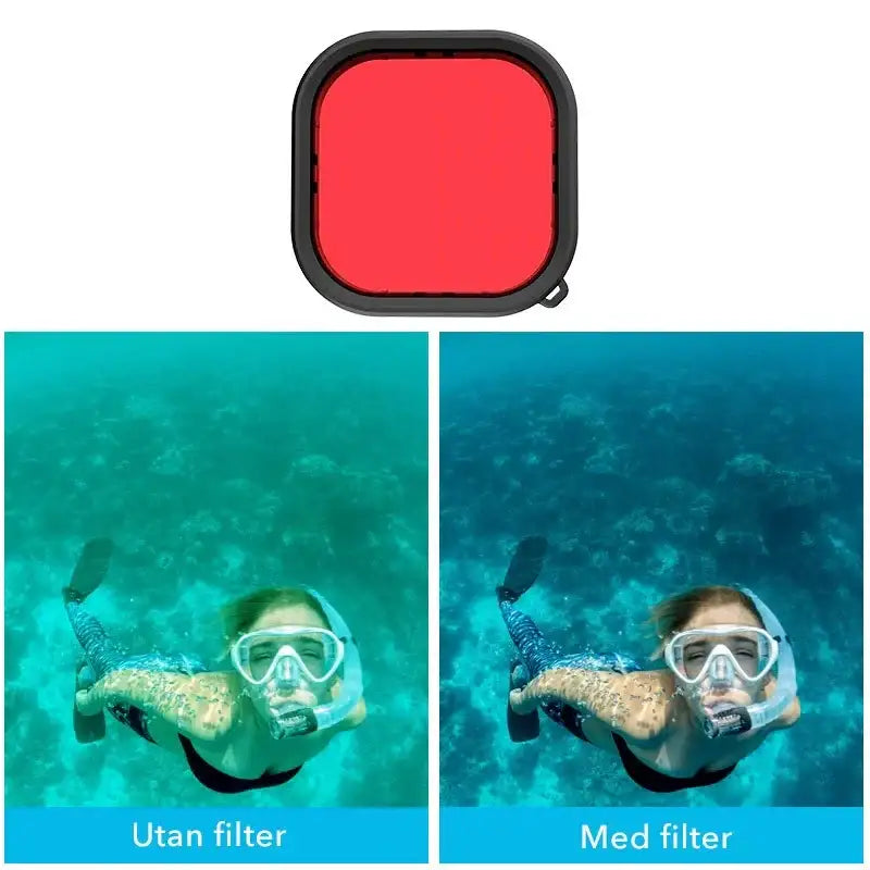 Telesin Färgfilter Röd + Ljusröd + Lila till Hero13/12/11/10/9 Black i vattentätt skal - Paket