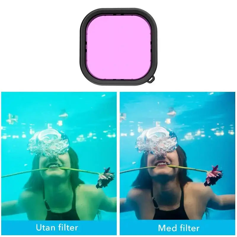 Telesin Färgfilter Röd + Ljusröd + Lila till Hero13/12/11/10/9 Black i vattentätt skal - Paket