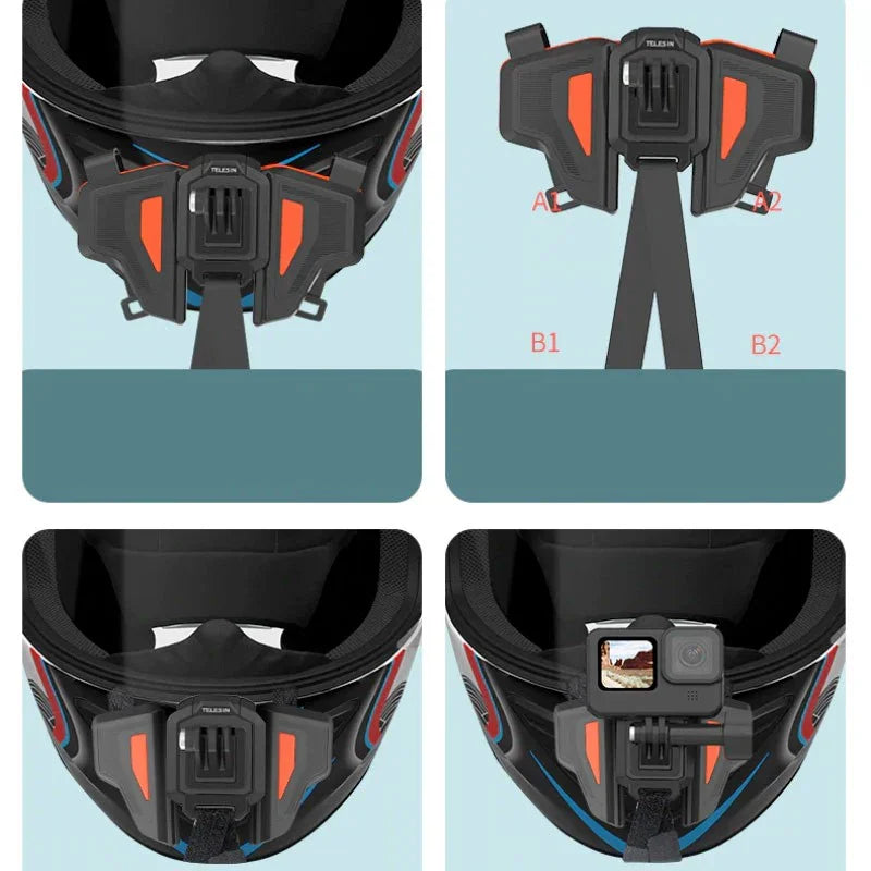 Telesin Fäste för hjälm vid haka - GoPro-fäste - Vikbar