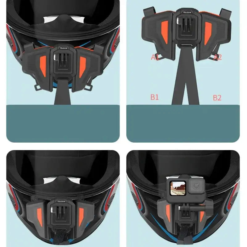 Telesin Fäste för hjälm vid haka - GoPro-fäste - Vikbar