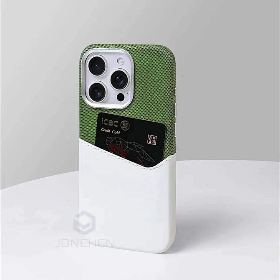 Magnetische Lederhülle mit Kartenhalter für iPhone