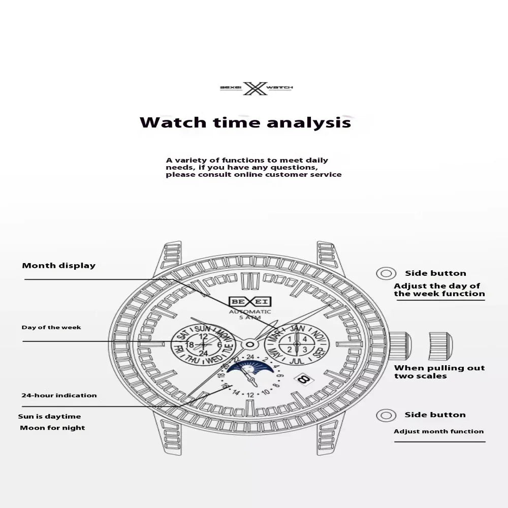 Men's Elegant Diamond Bezel Mechanical Watch