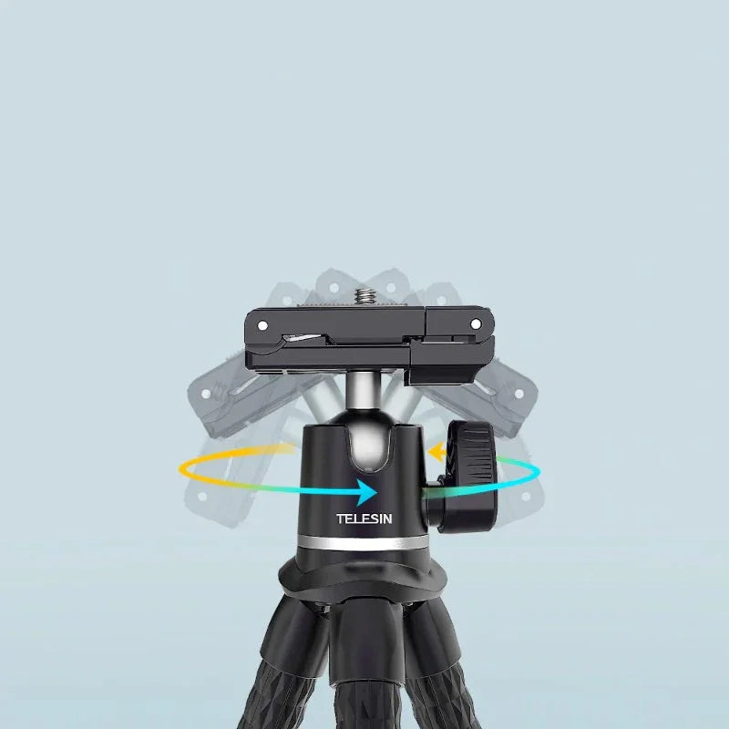 Telesin Tripod flexibelt 360 grader kulledshuvud 1/4" skruv / Mobilhållare / Tillbehörssko - Bläckfisk
