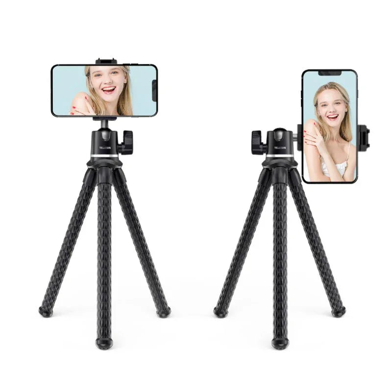 Telesin Tripod flexibelt 360 grader kulledshuvud 1/4" skruv / Mobilhållare / Tillbehörssko - Bläckfisk