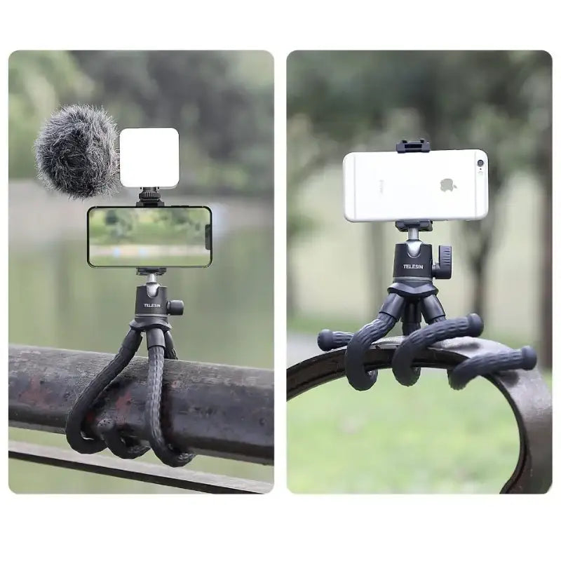 Telesin Tripod flexibelt 360 grader kulledshuvud 1/4" skruv / Mobilhållare / Tillbehörssko - Bläckfisk