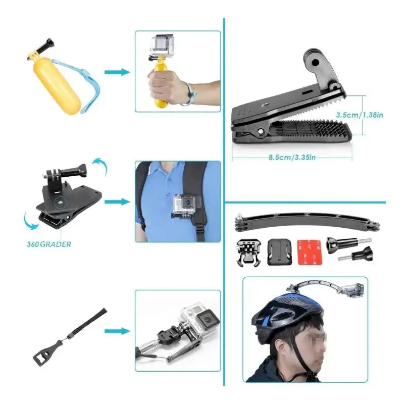 50 i 1 tillbehörskit / 50 tillbehör GoPro / stor förvaringsväska
