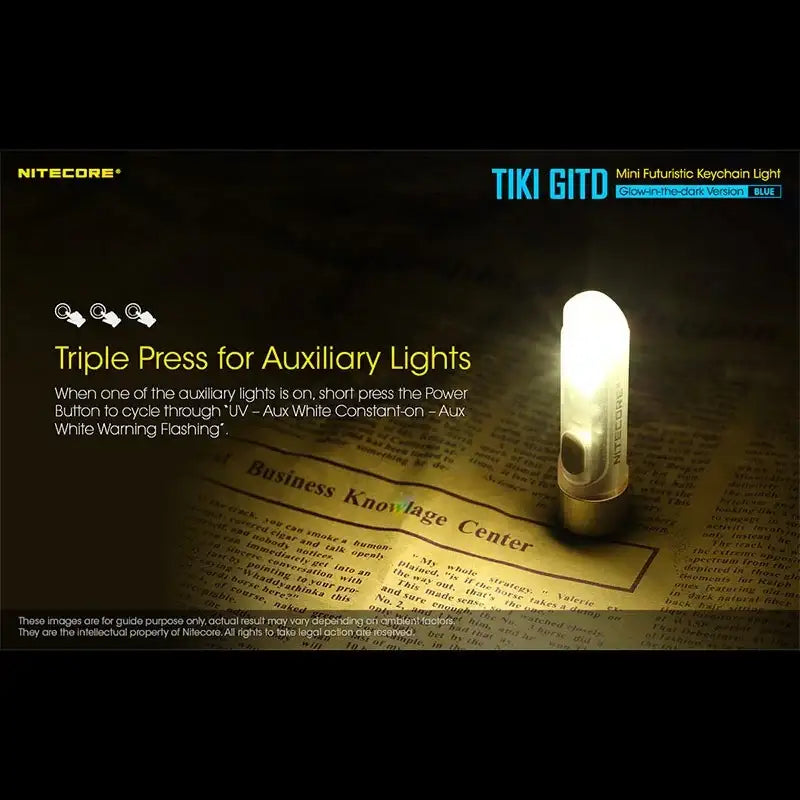 Nitecore TIKI GITD Blue Nyckelringslampa USB-C - 300lm