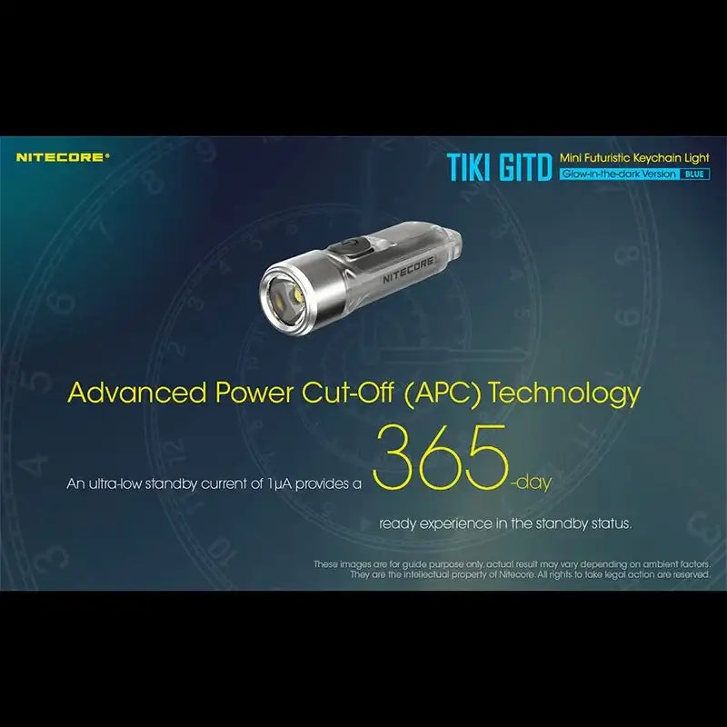 Nitecore TIKI GITD Blue Nyckelringslampa USB-C - 300lm