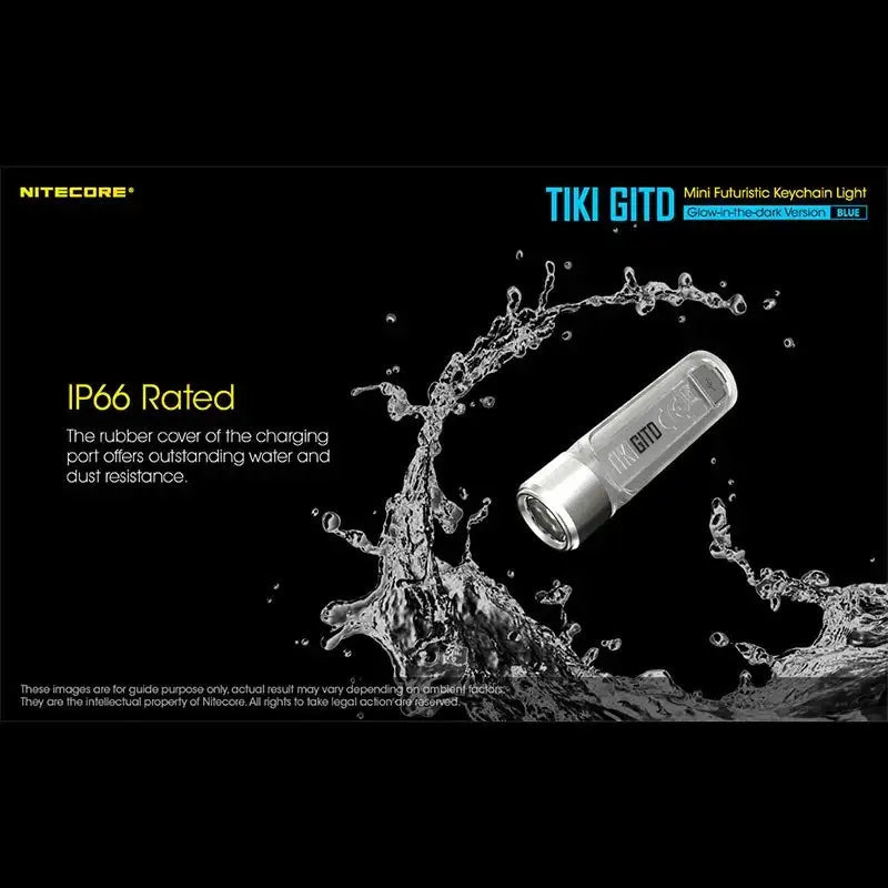 Nitecore TIKI GITD Blue Nyckelringslampa USB-C - 300lm