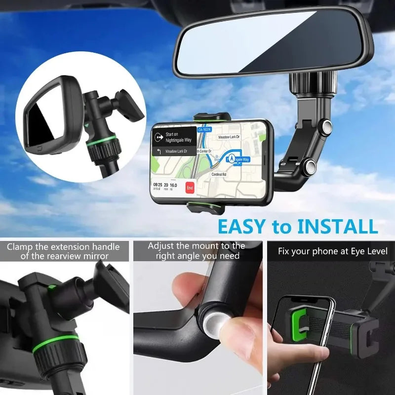 Multifunctional Rearview Mirror Phone Holder
