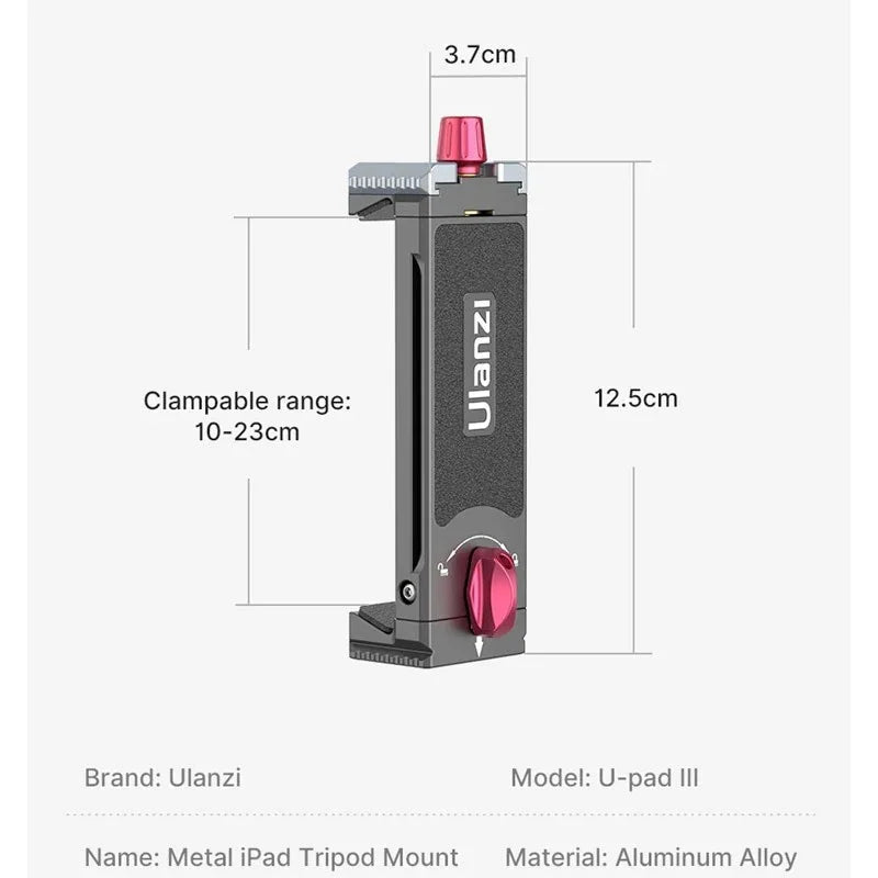 Ulanzi U-Pad III Tablet-Klemme – Halterung für 1/4-Zoll-Schraube – Aluminium
