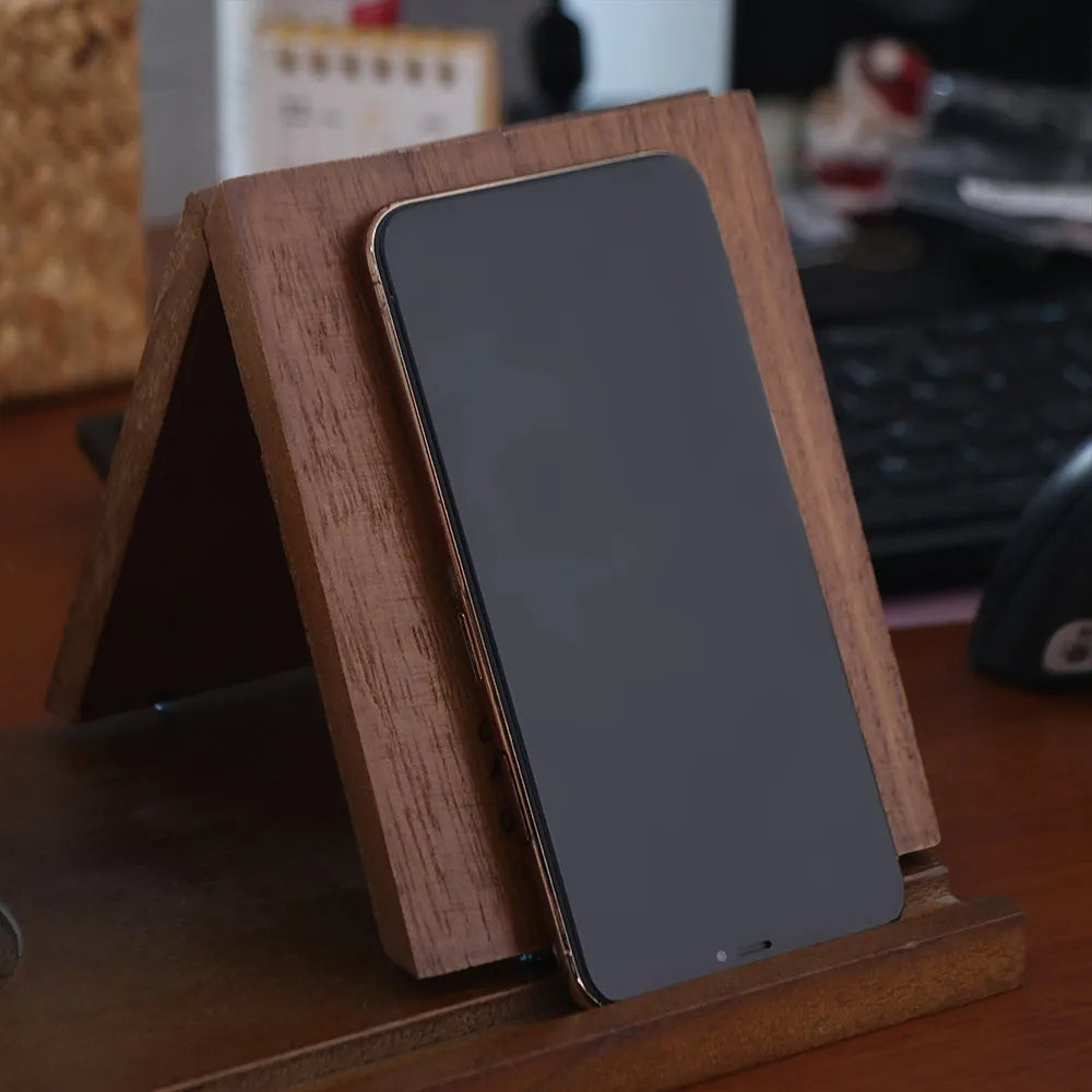 Wooden Book Stand With Cup Holder