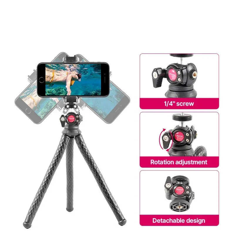 Ulanzi FT-01 Flexibles 360-Grad-Stativ mit 1/4-Zoll-Stativ / Mobilgerät / Montagezubehör - Bläckfisk