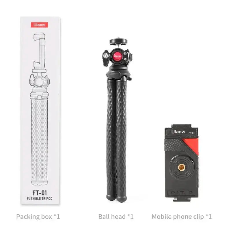 Ulanzi FT-01 Tripod flexibelt 360 grader kulledshuvud 1/4" skruv / Mobilhållare / Tillbehörssko - Bläckfisk
