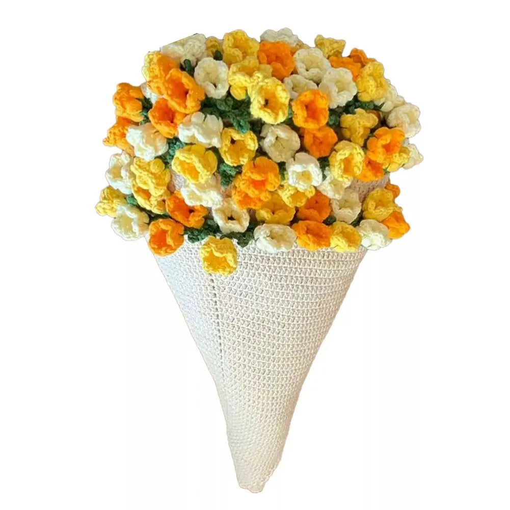 Häkeldecke mit Rosenstrauß