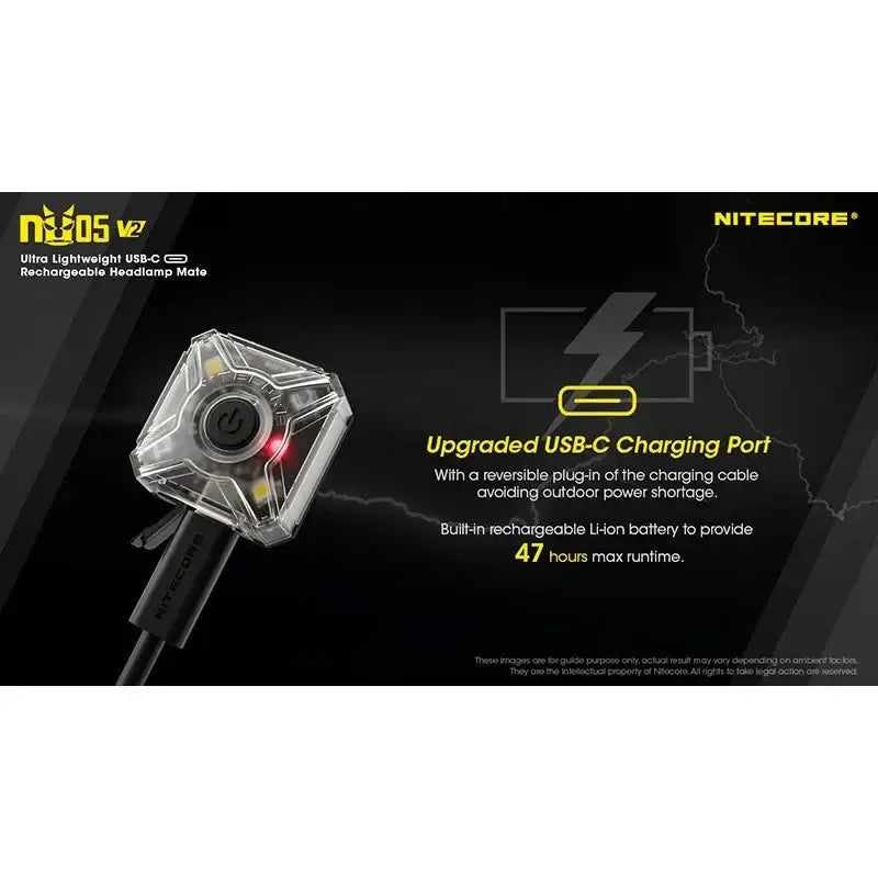 Nitecore NU05 V2 – Ultralätt säkerhetsficklampa med USB-C och 5 ljuslägen (40lm)