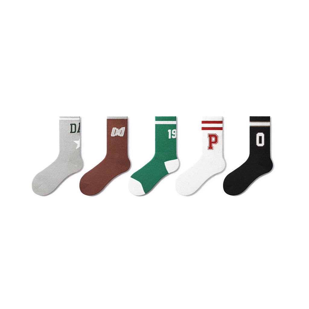 Retro Reminder All-season Unisex 5pcs Active Crew Socks Set-0