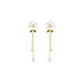 Wander Camellia Tassel Gold Earrings-0