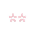Tiny Delightful Flower Stud Pink Earrings-0