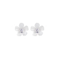 Frozen Plumeria Stud Silver Earrings-0