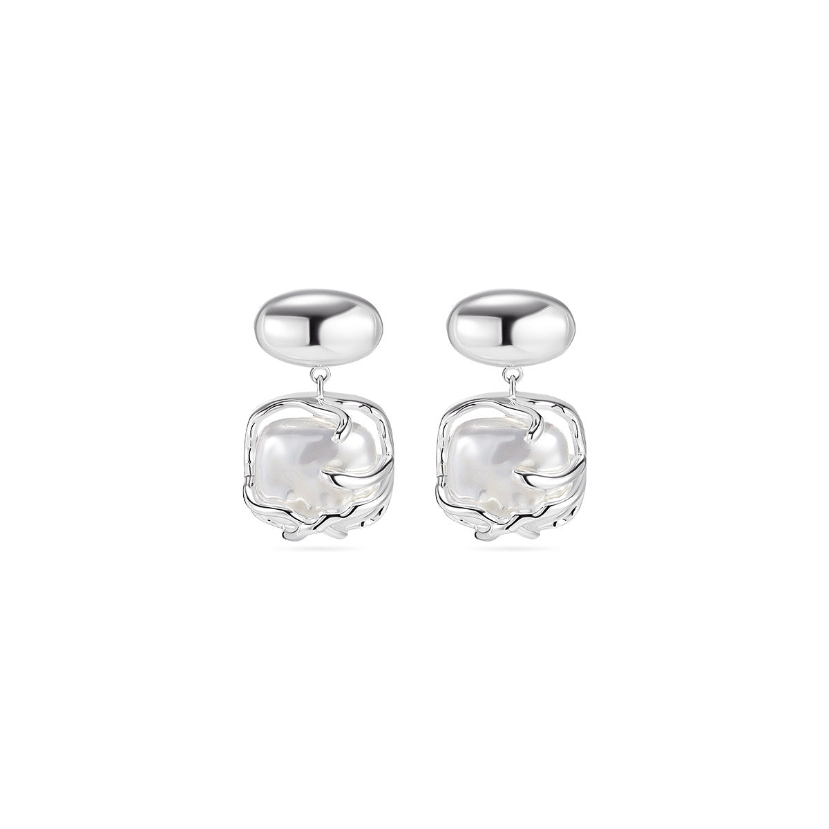 Moonlight Forest Dangle Silver Earrings-0