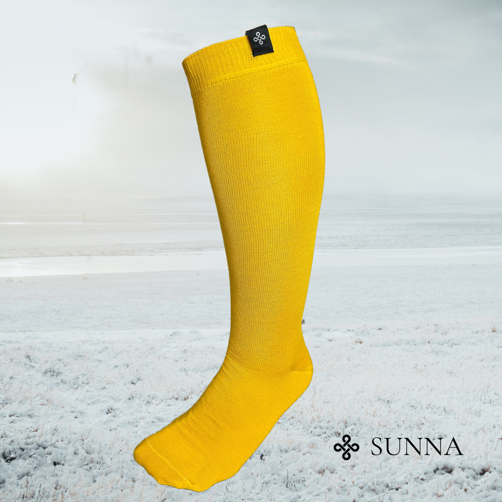 Ridstrumpa Allround Sunna Gul 75 % Merinowolle