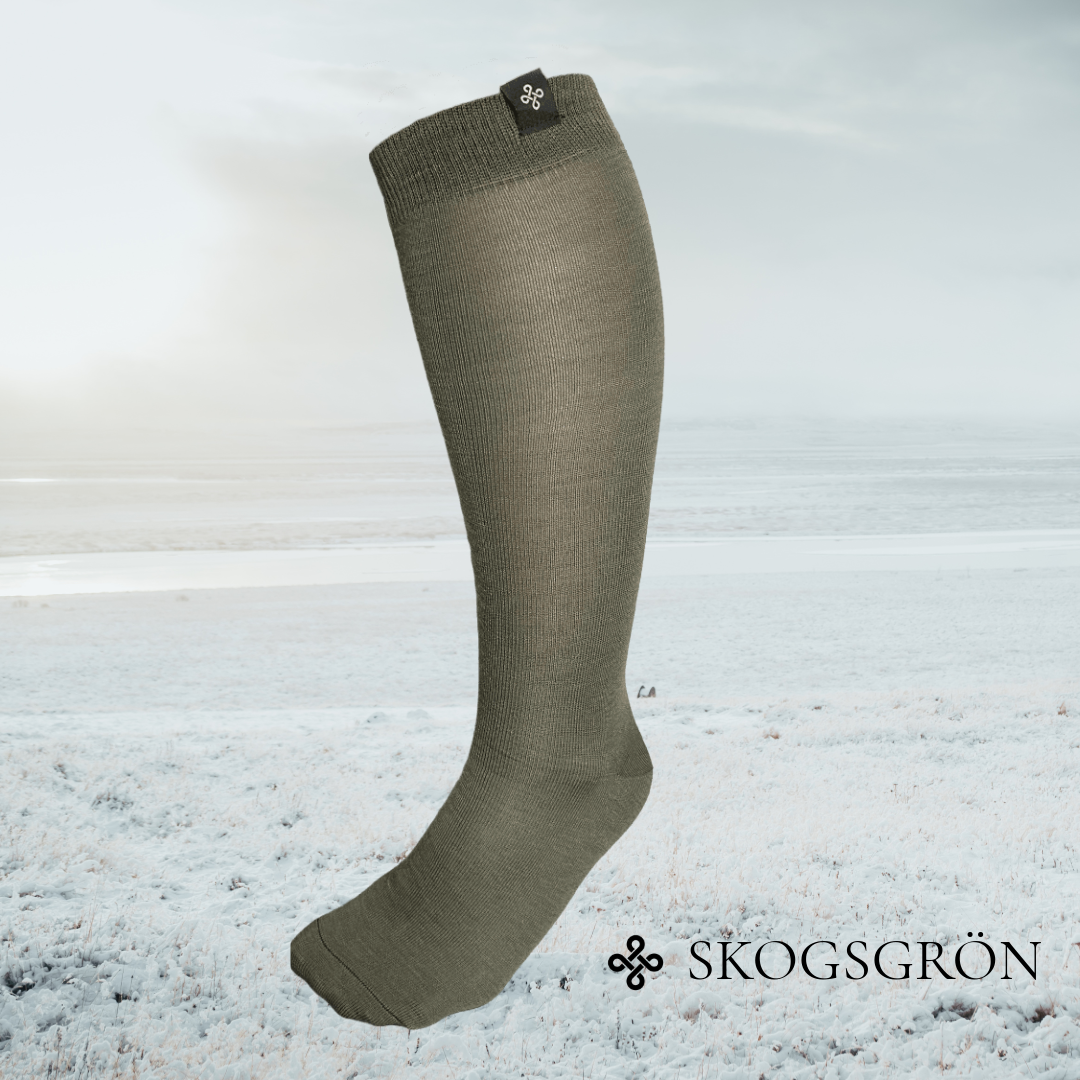 Ridstrumpa Allround Skogsgrön 75% Merinoull