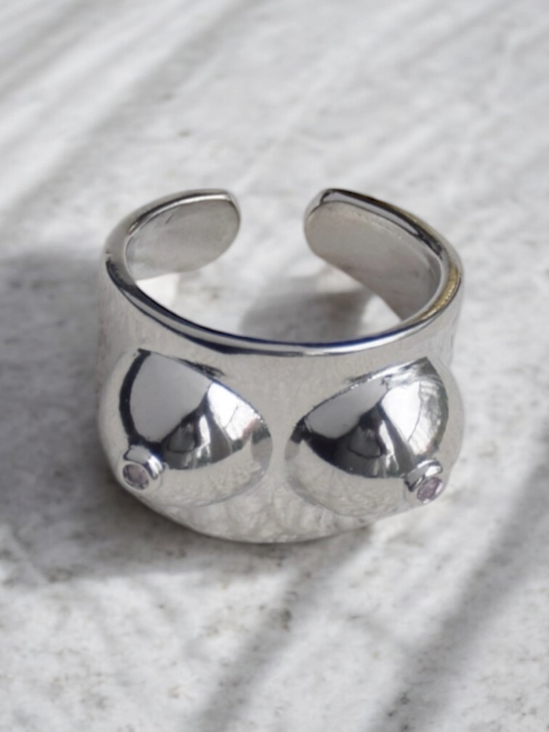 Boobs silver ring