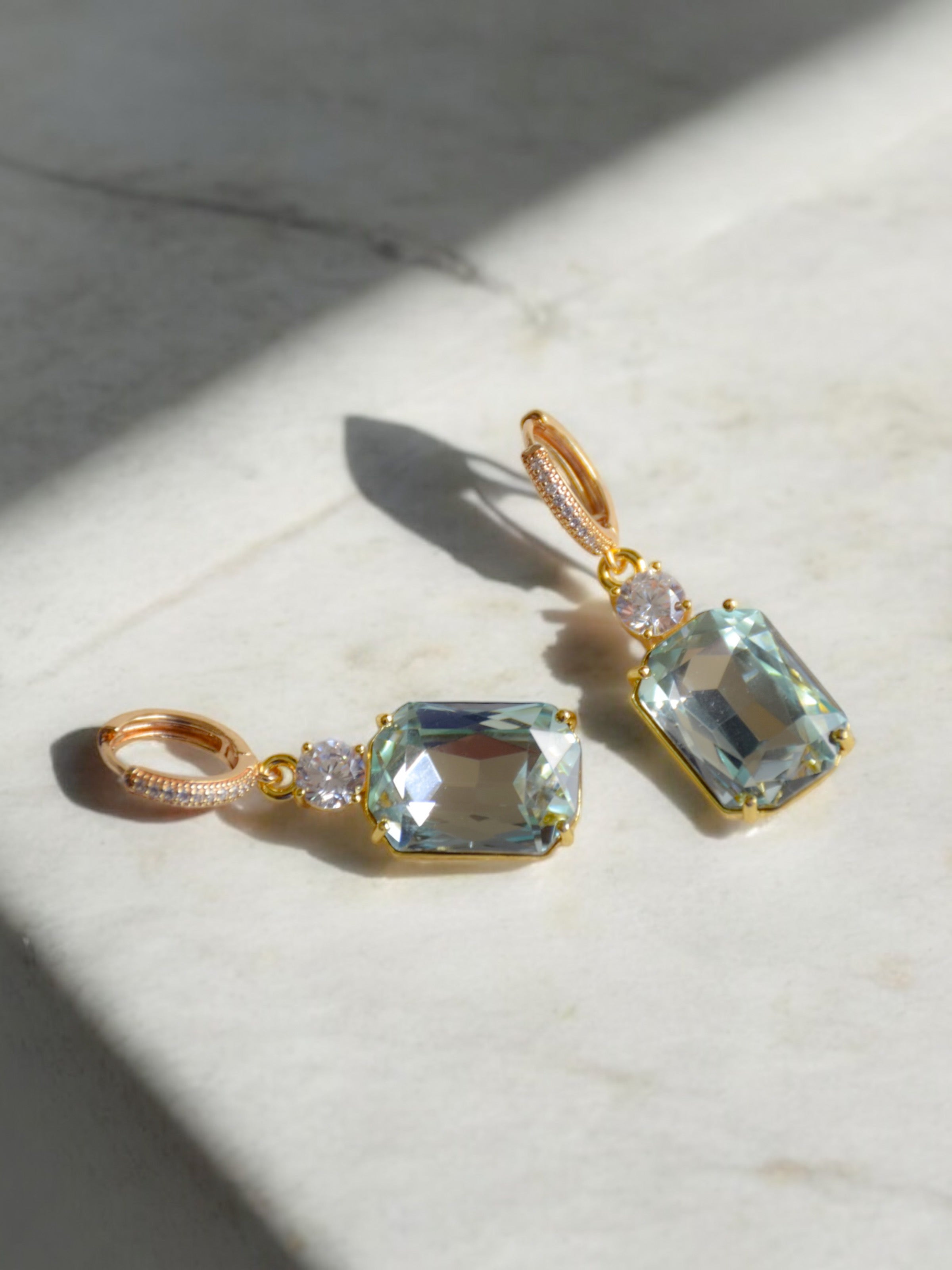 Green crystal earrings