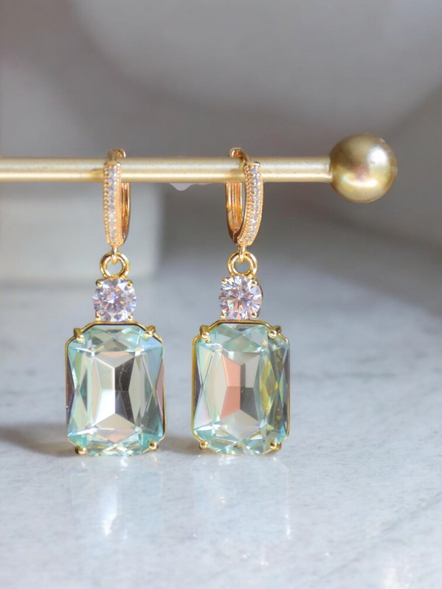 Green crystal earrings