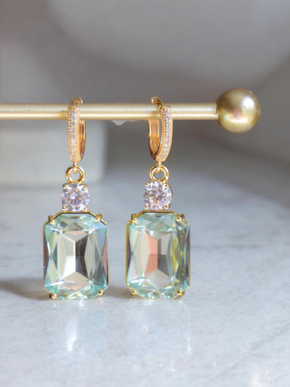 Green crystal earrings