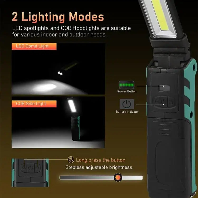 ES106 IP44 Vattentät COB Arbetslampa – USB-uppladdningbar