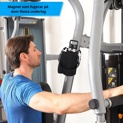 Magnetisk vattenflaskväska – träningsväska med fickor & axelrem